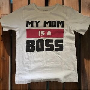 The Childrens Place-Kids White Graphic Tee - 'My Mom is a Boss' Size 4t